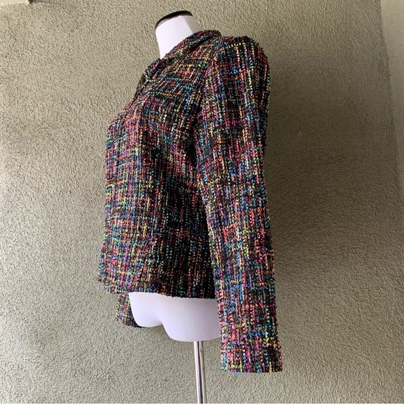 Coldwater Creek Black with Multi-Color Textured Jacket size 12 - Picture 7 of 12